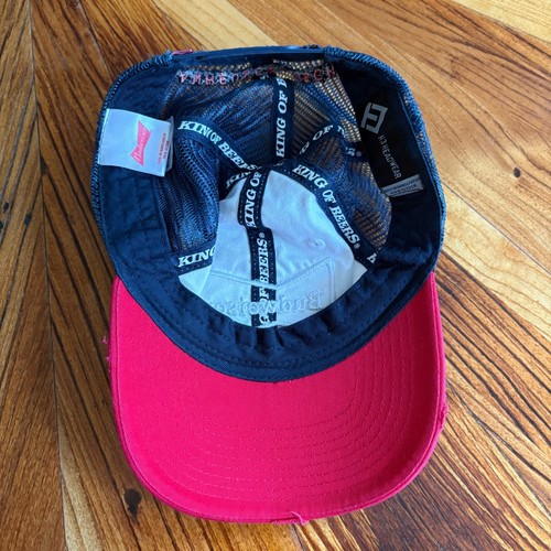 Budweiser Beer Baseball Cap Trucker Hat Red White Blue Snapback Anheuser-Busch - Picture 5 of 7