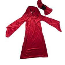 Disguise Halloween Costume Size 7-10 wizard Hooded covered Velvet Red