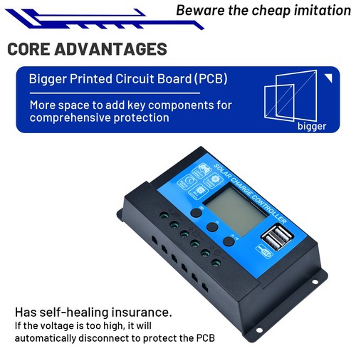 12V/24V Solar Panel Battery Regulator Charge Controller 10A PWM LCD USB - Picture 14 of 24