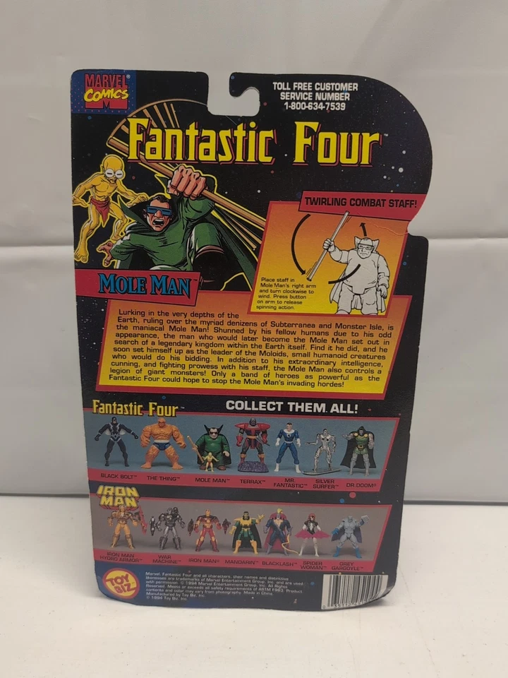Marvel Comics Fantastic Four Mole Man Twirling Action Staff Toy Biz НОВЫЙ - Изображение 4 из 4