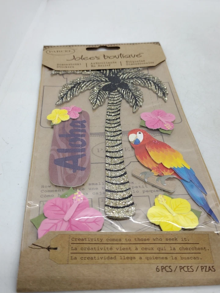 Jolee's Parcel блестящая пальма попугай Гавайи путешествий скрапбукинга наклейки - Изображение 4 из 4