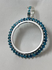 925 Sterling Silver Blue CZ Round Bezel Handm...