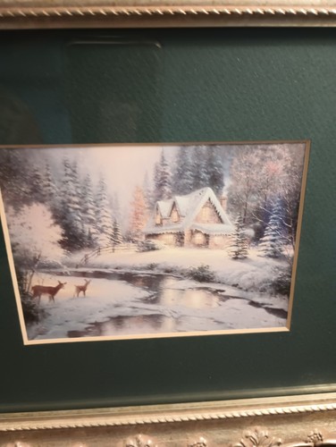 Thomas Kinkade Deer Creek Cottage Small Framed Print 12.25 X 10.25 Matted - Picture 2 of 8