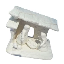 Vintage Ceramic Nativity Scene Holy Family Manger White Christmas Holiday Decor