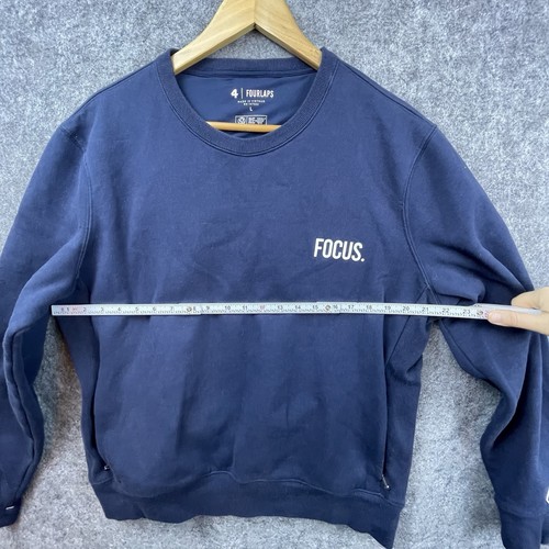 FourLaps Sweatshirt Mens Large Blue Focus Athleisure Workout Pockets Recycled - Picture 4 of 6