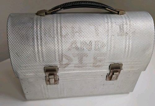 Vintage 1960s Aluminum Dome Lunch Pail Touch This & Die Faded Owner Tag Rare! - Picture 1 of 9