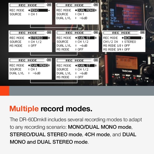 TASCAM 4-Channel Portable Audio Recorder for Videographers, 2 Combo XLR/TRS",... - Picture 5 of 10
