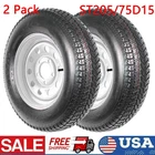 2 PACK ST205/75D15 Trailer Tires With 15" Rims 205/75 5 Lug 6PR Load Range C