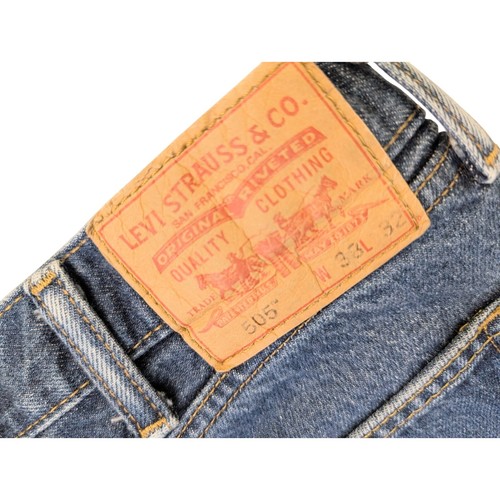 Pantalones de mezclilla para hombre Levi's 505 corte regular pierna recta azul lavado 38x32 - Imagen 5 de 5