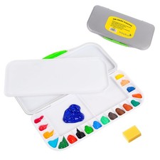 Airtight Watercolor Palette, Plastic Paint Palette with 18 Wells and 3 Mixing...