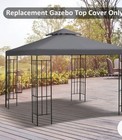 Gazebo Canopy Top Replacement  10x10 Outdoor Sunshade Cover Dual-tier GRAY S2