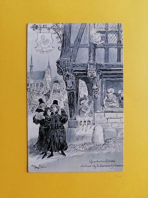 Illustration Zeichnung signiert A. ROBIDA PARIS STUDENVIERTEL (Latein) Taverne