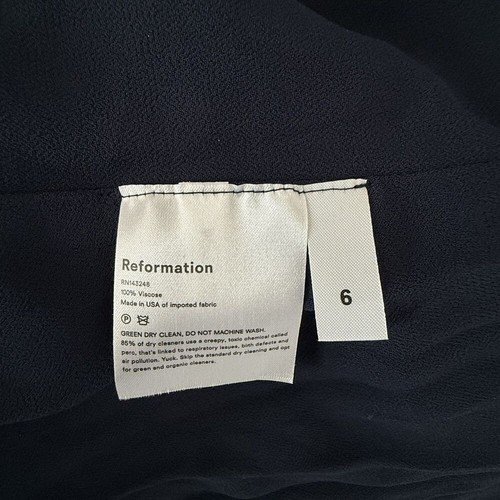 Reformation Fulton Midikleid marine Blumen Viskose ärmellos gefüttert Seitenschlitz 6 - Bild 4 von 12