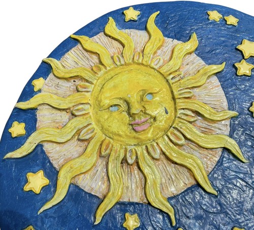 Sonne Sterne Mond rund Garten Trittstein 12" himmlische Laune handbemalt - Bild 2 von 5