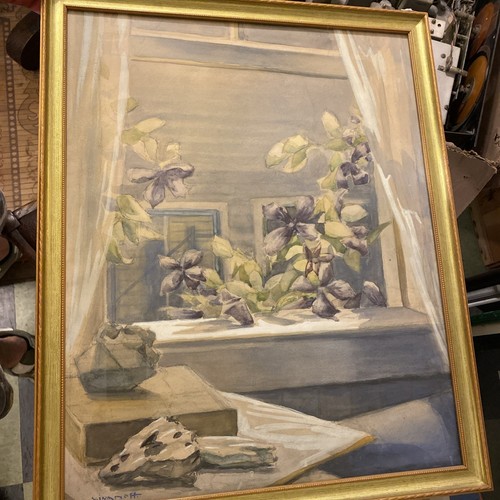 V. Ivanoff listed Artist Watercolor Floral Still Life Window Cape Cod Framed - Picture 4 of 7