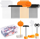 120 Pieces Halloween Cocktail Toothpicks Plastic Pumpkin Ghost Spider Bat Toothp