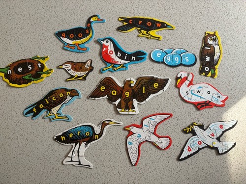 Vintage 1968 Waddington’s Spelling Words Birds Teaching Jigsaw Puzzle Complete - Picture 8 of 10