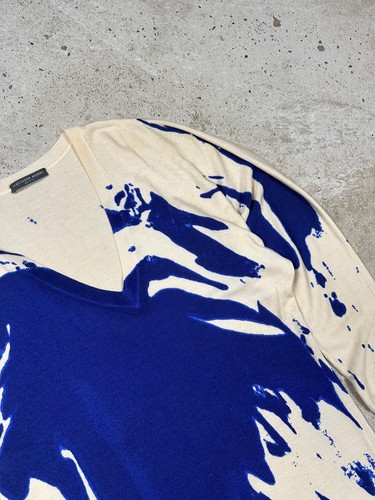 Alexander McQueen 2000s Abstract Print Cashmere Wool Asymmetrical Dress Paint - Picture 8 of 16
