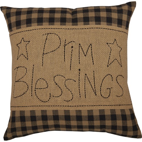 Primitive 12"x12" Blessings Pillow Black Thanksgiving Bedroom Decor VHC Brands - Picture 5 of 7