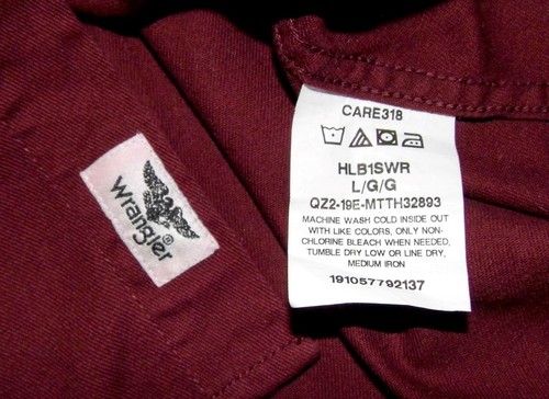 WRANGLER Men's Western Casual Shirt - Large - Oversized Loose Baggy Fit Dark Red - Picture 4 of 4