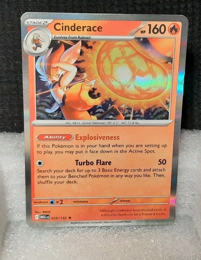 Pokémon Cinderace 028/132 *RARE* Holo NM/M | ME01: Mega Evolution