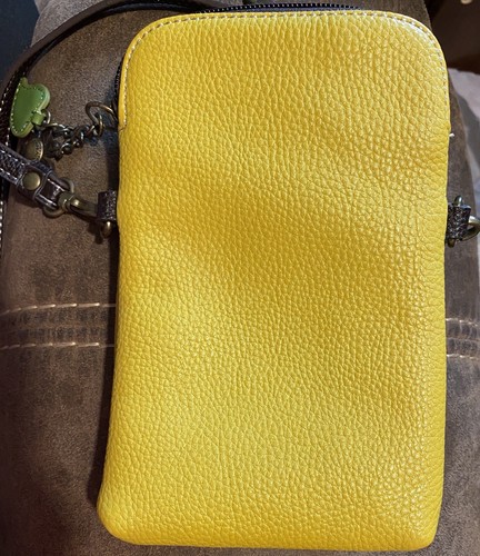 Chala Crossbody Purse Gold Pebble Leather Owl Leather Embellishment Hang Tag New - Picture 4 of 13