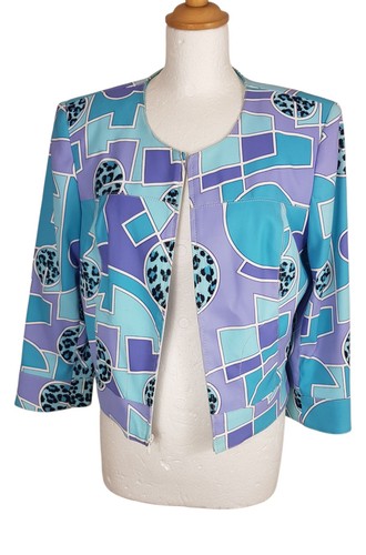 Vintage Emma Somerset Patterned Zip Up Jacket Size 12 - Picture 3 of 10