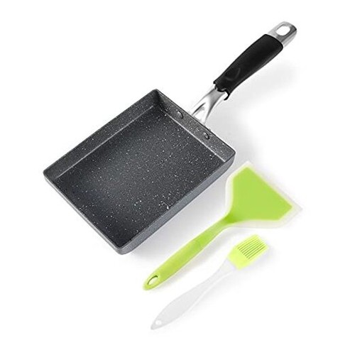 Japanese Omelette Pan,Non-Stick Tamagoyaki Egg Pan 5×7 inch Gray with Spatula