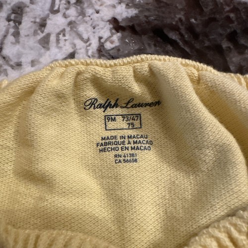 Polo RALPH LAUREN Baby Girl 9 months Yellow All Over PONY LOGO Dress Bloomer Set - Picture 9 of 13