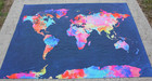 World Map Tapestry Wall Hanging Blue Tyedye Tapestry Home Décor Colorful 56x76"