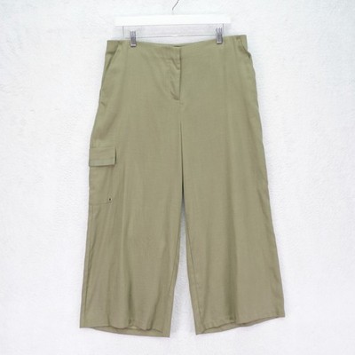 Rafaella Studio Cargo Pants Classic Green -10  34 / 24- High Rise Wide Leg