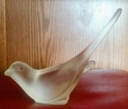Vintage Fenton Dove Figurine~ Frosted Glass Long Tail 6" L x 2" W