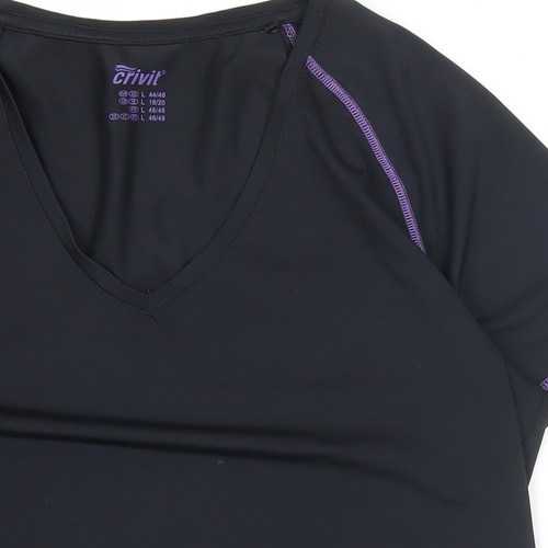 Crivit Womens Black Short Sleeve V-Neck Active T-Shirt Size 18/20 - Picture 5 of 12