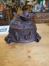 Antique Black Forest Carved Wooden Jewelry Box - Bird - 19th Century - Sculpture