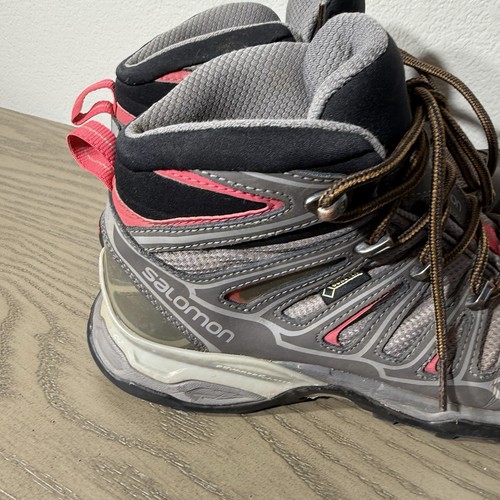 Salomon Womens X Ultra 2 Mid GTX Gore-Tex Gray Pink Hiking Boots 371477 Size 7.5 - Picture 8 of 15