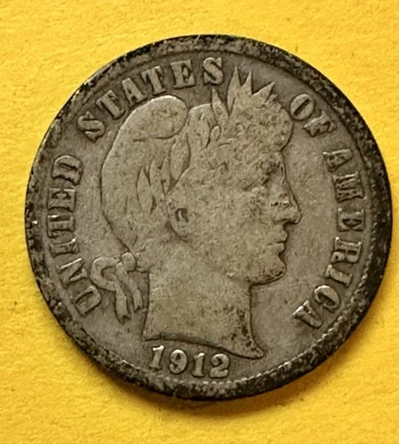 1912-S Barber Dime. 90% Silver G-VG Condition. Charity Auction/Animal Rescue.