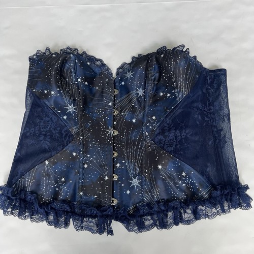 Adore Me One Wish Auburn Unlined Corset XL Star Galaxy Lace Up Bustier Boned Top - Picture 7 of 15
