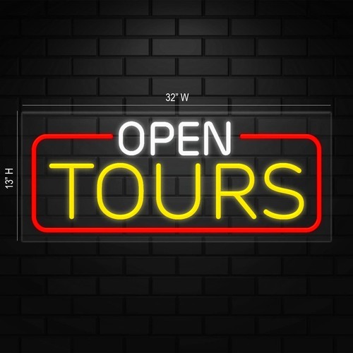 Open Tours Neon Sign for Retail Displays | LED Flex Neon | 32"W x 13"H x 1"D - Picture 2 of 5