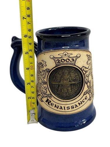 John Coiner Renaissance Pottery 2003 Metal Medallion Unicorn Dragon Tankard Vtg - Picture 12 of 13