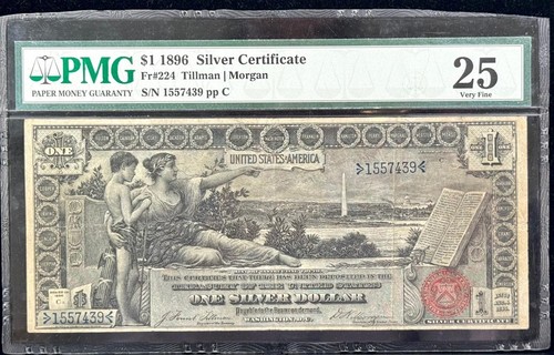 FR 224 1896 $1 Silver Certificate Educational Note PMG VF25 - Picture 1 of 4