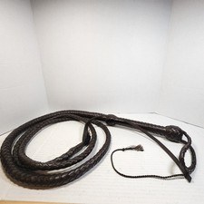 Indiana Jones Bullwhip Genuine Leather Dark Brown 8 Feet Long 12 Plait Bull Whip