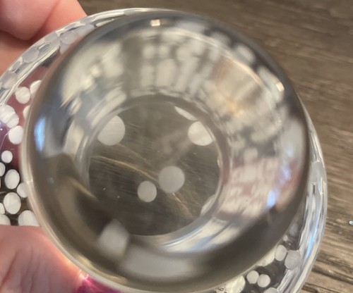 Vintage Clear Rainbow Glass Art Glass With White Speckles Mushroom Paperweight - Picture 7 of 9