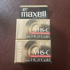 Maxell TC-30 VHS-C HGX-Gold Camcoder Video Tape - 2 Pack Sealed New