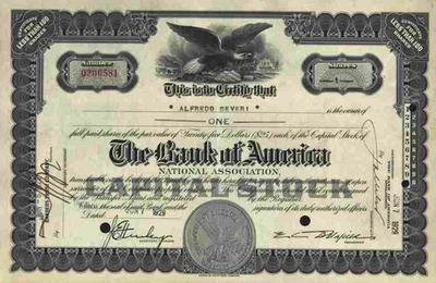 Bank of America 1929 NewYork Charlotte San Francisco Los Angeles Carolina 1 shar - Bild 1 von 2