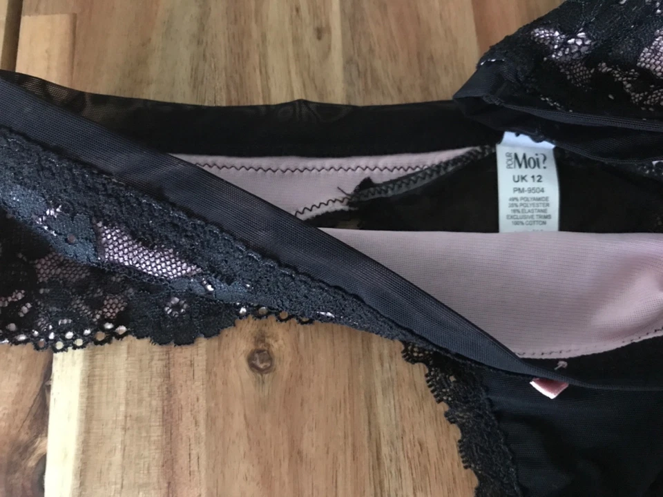 Pou moi Black pink  lace thong UK 12 LACE NEW - Image 3 of 4