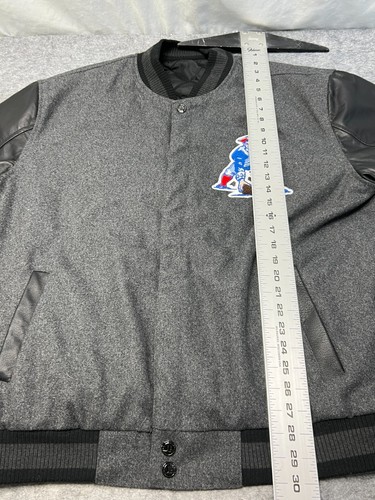 New England Patriots Zip Jacket Reversible Wool w leather sleeves NFL XL - Picture 9 of 14