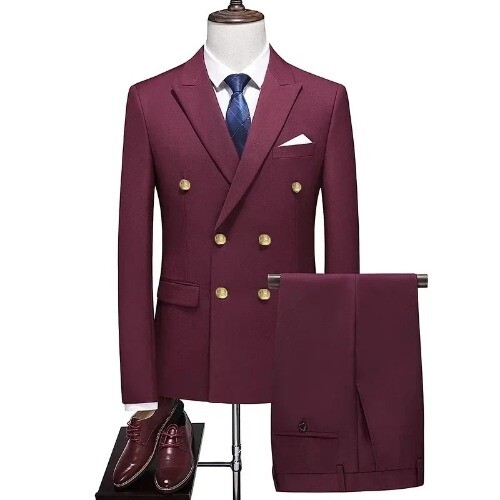 New Men's Boutique Double Breasted 2pcs Set Drees Blazers Jacket Pants Trousers - Bild 34 von 37