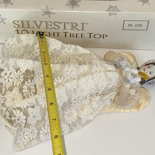 Vtg Silvestri 10 Light Angel Tree Topper Porcelain Brunette 10” Lace Dress - Picture 13 of 16