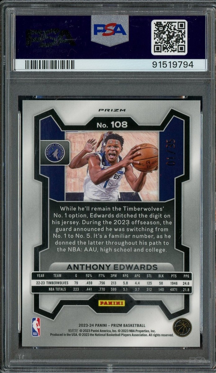 アンス ファティ Panini Chronicles Blue Prizm 2023 Panini Blue Shimmer Prizm FOTL Anthony Edwards