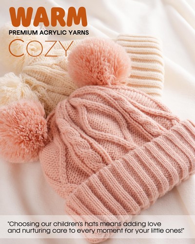 Toddler Winter Hat Pom Pom Beanie Knitted Warm Hats for Baby Kids Boys Girls ... - Picture 2 of 6